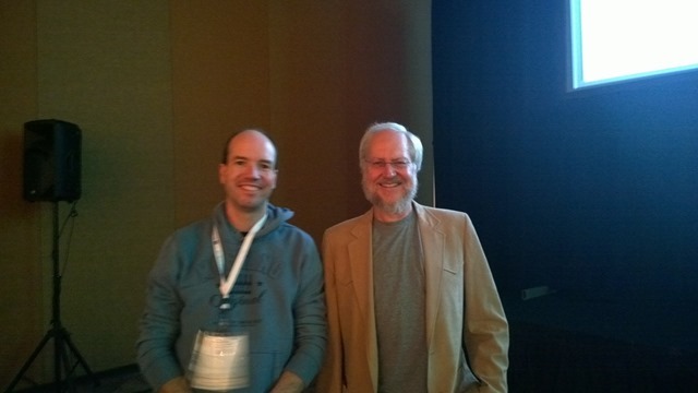 Peter Kassenaar (links) en Javascript-hero Douglas Crockford