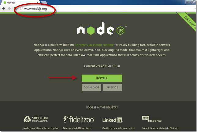 Installeer node.js